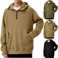 thumbnail image 1 of Momasggi Men's Oversized Half Zip Hoodies Big and Tall Long Sleeve Pullover Tops Fashion Solid Color Hooded Sweatshirts with Pockets Black 4XL, 1 of 9