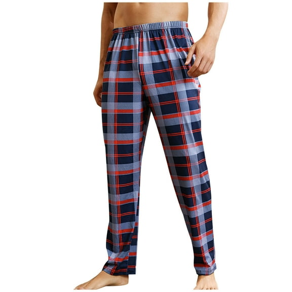 Momasggi Men's Plaid Pajama Pants Big and Tall Elastic Waist Lounge Pj Bottoms Lightweight Comfy Sleepwears Red 3XL