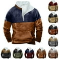 thumbnail image 1 of Momasggi Men's Quarter Zipper Sweatshirts Big and Tall Long Sleeve Stand Collar Pullover Tops Fall Winter Thermal Warm Sweatshirts Outdoor Tactical Sweatshirt with Pockets Coffee M, 1 of 4