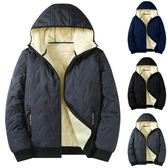 Momasggi Men's Sherpa Hoodies Fuzzy Fleece Lined Jacket Full Zipper Long Sleeve Hooded Coat Winter Thicken Thermal Athletic Coats with Pockets Gray 3XL