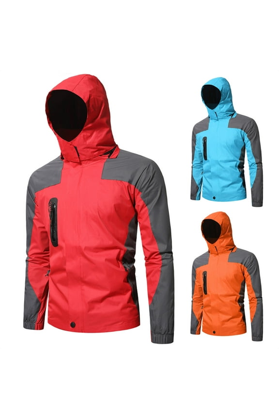 Men's Waterproof Ski Jacket Snowboarding Windbreaker Winter Hooded Jackets Snow Coat Hiking Jackets Outdoor with Pockets Orange L