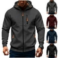thumbnail image 1 of Momasggi Men's Zip Up Fleece Hoodie Drawstring Long Sleeve Sports Hooded Jacket Outdoor Hiking Sweatshirt with Zipper Pockets Navy 2XL, 1 of 5