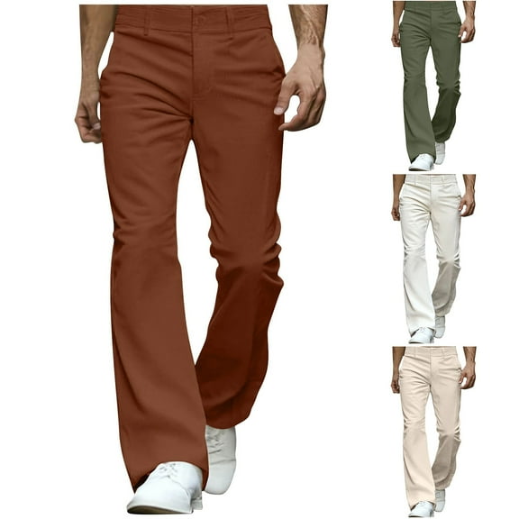 Momasggi Mens Bell Bottom Pants Vintage Corduroy Pants Slim Fit Stretchy Flared Pants with Pockets Fashion Party Trousers Brown 3XL