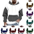 thumbnail image 1 of Momasggi Mens Big and Tall Hoodies Plaid Color Block Long Sleeve Hooded Sweatshirt Fall Winter Fleece Lined Pullover Tops with Pockets Black 2XL, 1 of 6