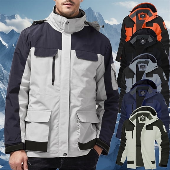 Momasggi Mens Big and Tall Winter Jacket Waterproof Ski Jackets Snow Coat Warm Rain Jacket with Hood Windbreaker Dark Gray 3XL