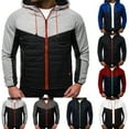 thumbnail image 1 of Momasggi Mens Full Zip Hoodies Lightweight Quilted Hooded Sweatshirts Loose Comfy Long Sleeve Hoodie Fall Winter Warm Outdoor Athletic Running Jackets with Pockets Red 3XL, 1 of 8