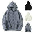 thumbnail image 1 of Momasggi Mens Fuzzy Sherpa Hoodie Plaid Jacquard Long Sleeve Pullover Sweatshirts Fall Winter Warm Fleece Hooded Sweatshirt Black M, 1 of 8