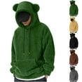 thumbnail image 1 of Momasggi Mens Fuzzy Sherpa Hoodies Funny Bear Ears Hooded Sweatshirts Soft Comfy Long Sleeve Pullover Tops Warm Fall Winter Fleece Hoodie with Pockets Beige L, 1 of 9