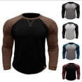 thumbnail image 1 of Momasggi Mens Raglan Long Sleeve Shirts Vintage Color Block Muscle Gym Workout Athletic Shirt Slim Fit Crew Neck Tops Gray S, 1 of 6