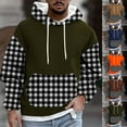 thumbnail image 1 of Momasggi Oversized Hoodies for Men Big and Tall Long Sleeve Drawstring Hooded Sweatshirt Plaid Color Block Pullover Tops Fall Winter Fleece Hoodie with Pockets Navy M, 1 of 6