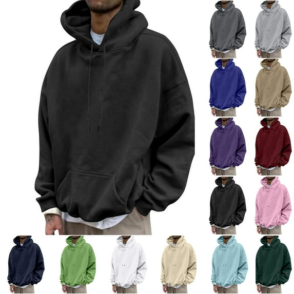 Momasggi Oversized Hoodies for Men Loose Casual Long Sleeve Drop Shoulder Hooded Sweatshirts Drawstring Hoodie Solid Color Pullover Tops with Pockets Army Green XL