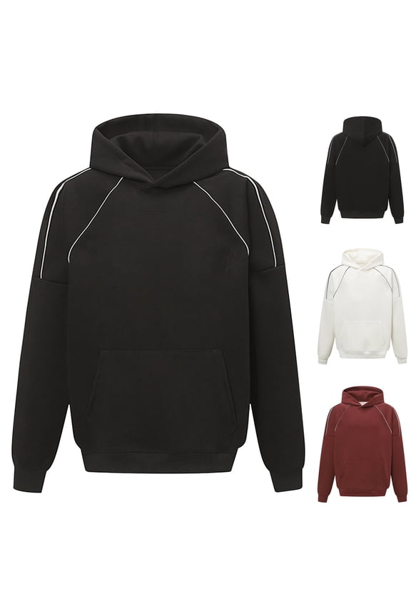 Oversized Hoodies for Men Trendy Sports Hooded Sweatshirt Loose Fit Long Sleeve Pullover Tops Warm Winter Athletic Gym Hoodie with Pockets Black XL
