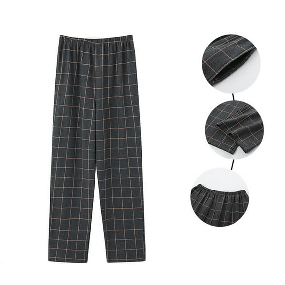 Momasggi Plaid Pajama Pants Men Big and Tall Home Lounge Pants Lightweight Soft Sleep Pants Comfy Elastic Waist Straight Leg Pj Pant Sleepwear Black XL