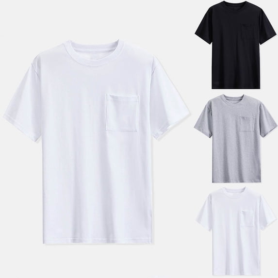 Momasggi Summer T Shirts for Men Casual Loose Fit Short Sleeve Crew Neck Tees Solid Color Basic Tops Big and Tall Gym Workout Sports Tshirts with Pockets Black L