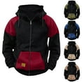 thumbnail image 1 of Momasggi Tactical Hoodies for Men Trendy Color Block Pullover Sweatshirt Loose Fit Long Sleeve Zip Up Hooded Sweatshirts Jackets Cargo Hoodie with Pockets Coffee S, 1 of 5