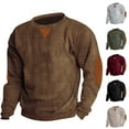 thumbnail image 1 of Momasggi Vintage Corduroy Sweatshirts for Men Loose Fit Long Sleeve Crew Neck Pullover Tops Outdoor Tactical Sweatshirt with Elbow Patches Gray M, 1 of 6