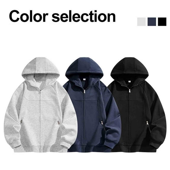Momasggi Zip Up Hoodies for Men Baggy Long Sleeve Hooded Jackets Fashion Solid Color Hoodie Lightweight Workout Sweatshirts Coat with Zip Pockets Gray 2XL