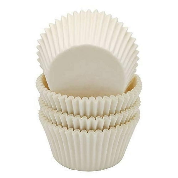 Mombake Premium White Greaseproof Standard Cupcake Liners Muffin Wrappers Paper Baking Cups, 100-Count