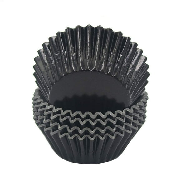 Mombake Standard Foil Black Cupcake Liners Muffin Baking Cups for Party and More, 100-Count