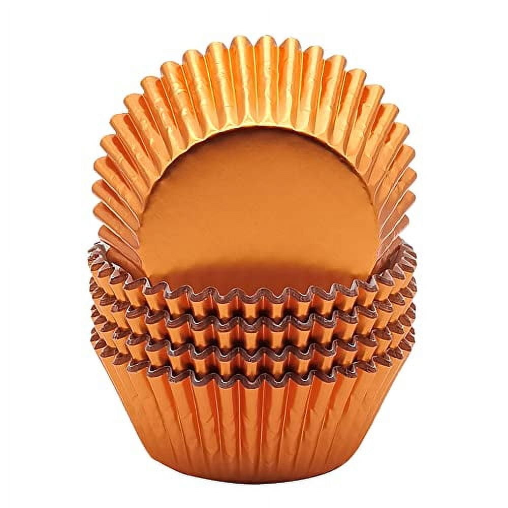 Standard Orange Foil Cupcake Liners for Baking, 100-Count