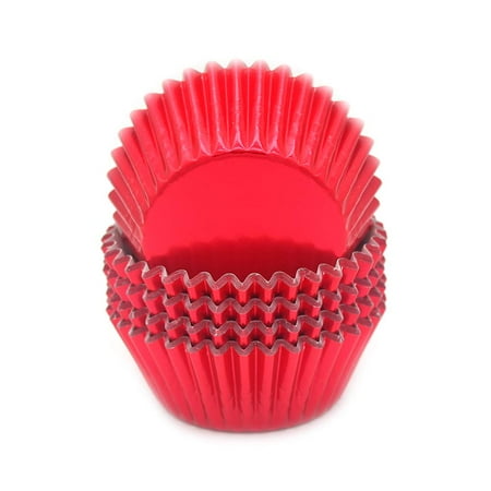 Mombake Standard Foil Red Cupcake Liners Muffin Baking Cups for Party and More, 100-Count