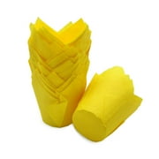 Mombake Tulip Cupcake Liners Yellow Standard, Unbleached Premium Greaseproof Baking Cups, 50-Count