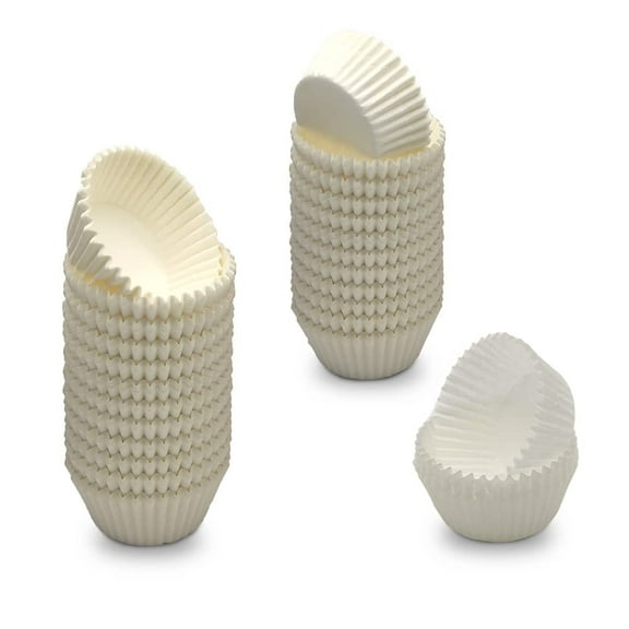 Mombake White Mini Cupcake Liners Natural Greaseproof Paper Muffin Baking Cups, 500-Count