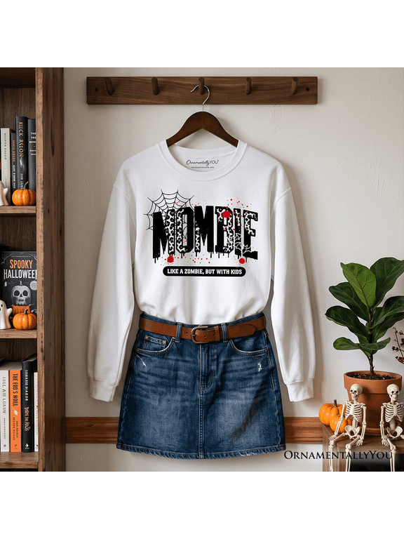 Mombie Like a Zombie Sweatshirt, Funny Halloween Mom Horror Sweater