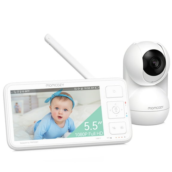 Momcozy BM03 Video Baby Monitor, 5.5" 1080P Full HD with Camera, Non-WiFi, Infrared Night Vision, Long-Range, Local Storage