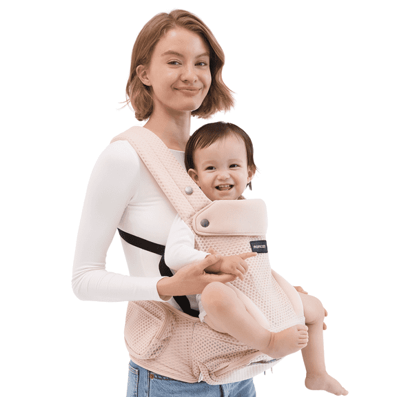 Momcozy Baby Carrier with Hip Seat, 2-in-1 Detachable Infant Hip Seat Carrier for Toddlers up to 44lbs. Breathable for Hands-Free Carrying. Fits Waist Sizes up to 47 Inches for Mom & Dad
