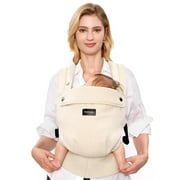 Momcozy Baby Carrier with Natural Cotton Linen, Built to Last, Ergonomic Design, Newborn to Toddler for 7-44lbs, Lightweight and Comfortable, Hands-Free for Moms&Dads, Light Amber