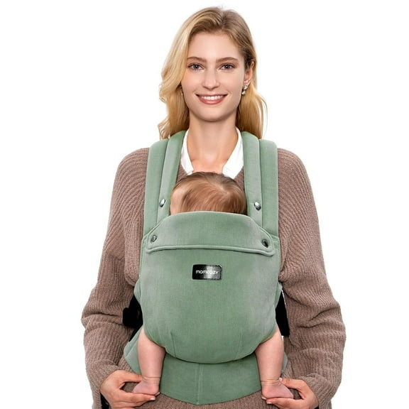 Momcozy Baby Carrier with Natural Cotton Linen, Built to Last, Ergonomic Design, Newborn to Toddler for 7-44lbs, Lightweight and Comfortable, Hands-Free for Moms&Dads, Sage Green