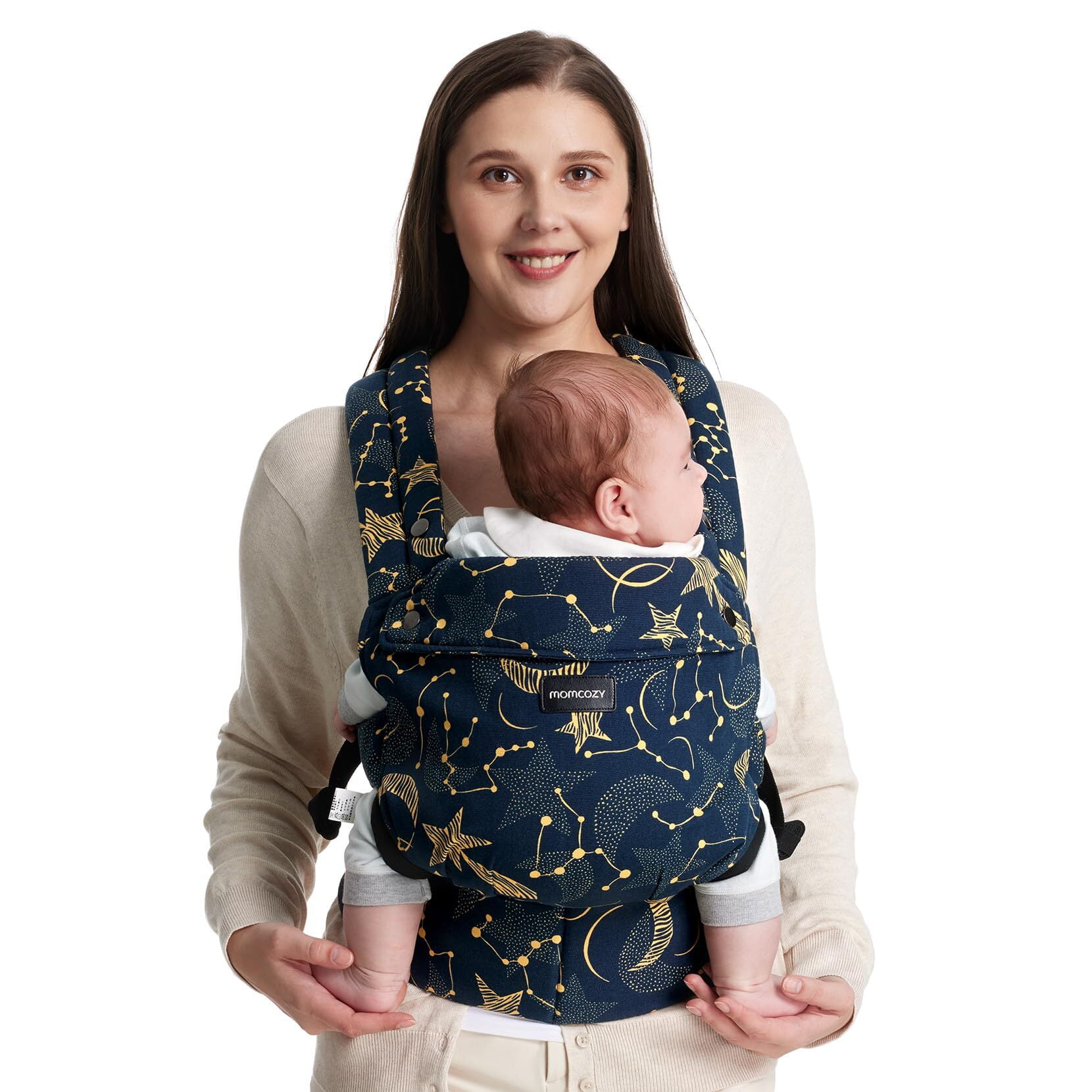 Momcozy Baby Carrier Newborn to Toddler - Ergonomic, Cozy and Lightweight Infant Carrier for 7-44lbs, Effortless to Put On, Ideal for Hands-Free Parenting, Enhanced Lumbar Support