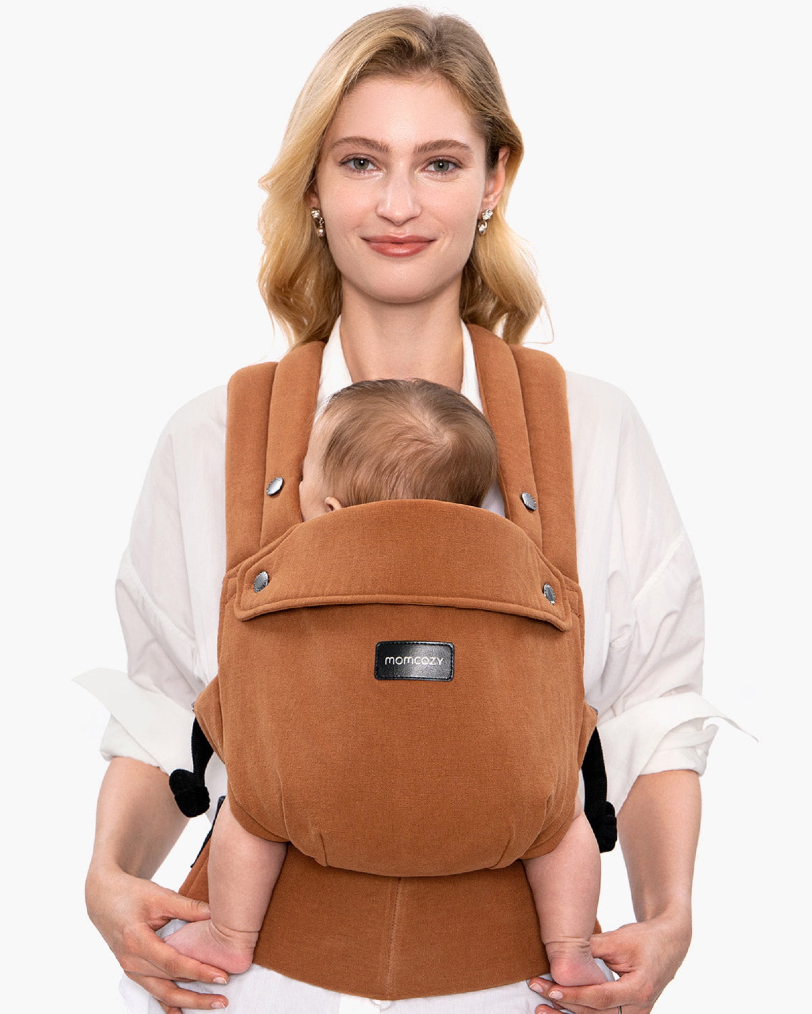 Momcozy Baby Carrier with Natural Cotton Linen Brown Coffee