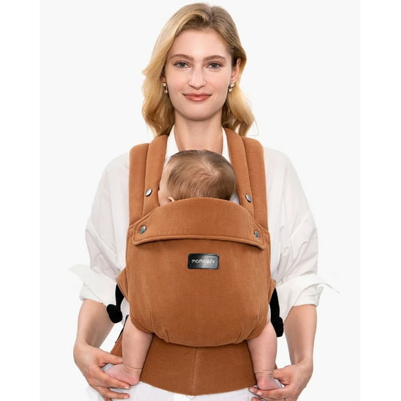 Momcozy Baby Carrier with Natural Cotton Linen Brown Coffee