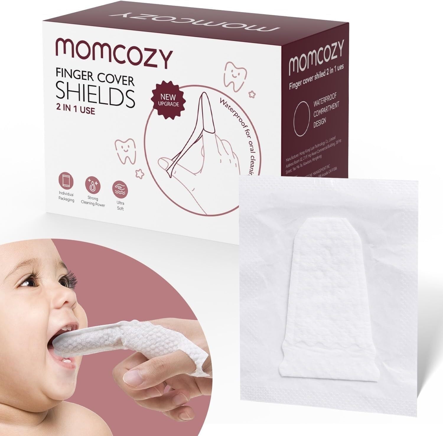 Momcozy Baby Finger Toothbrush,Extra Soft,Tooth Gum Tongue Oral Wipes Cleaner, Infant Toddler, 30pcs