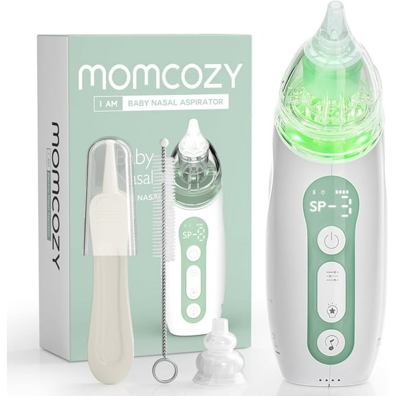 Momcozy Baby Nasal Aspirator, Electric Nose Cleaner for Babies and Kids, 3 Suction Levels Nose Booger Sucker, Music & Colorful Light Soothing Function for Infants