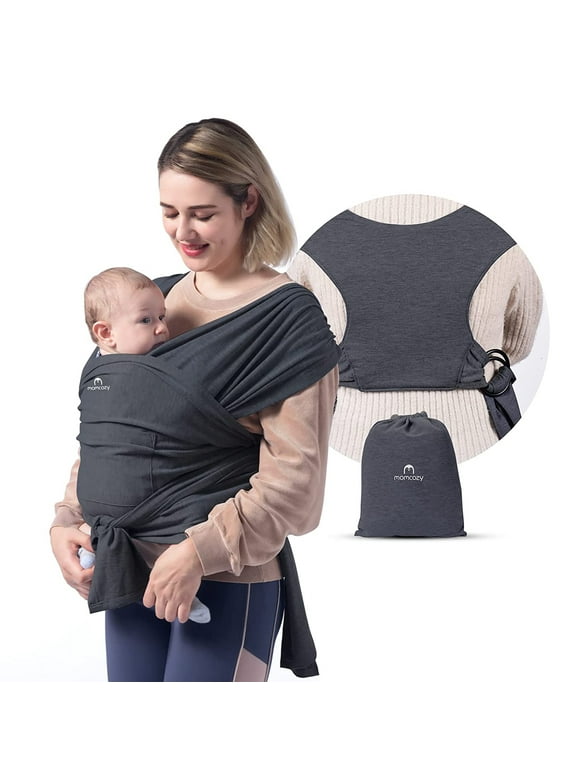 Momcozy Baby Sling Wrap,Adjustable Baby Wrap,Holds up to 35 pounds of newborns,Soft Wrap, Easy to Wear ,Deep Grey (Choose Your Color)