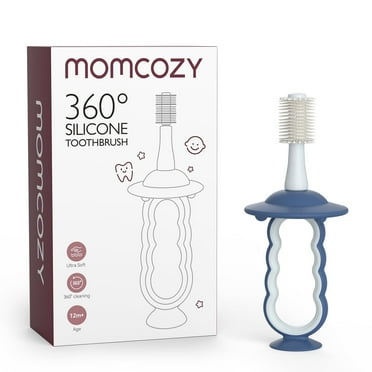 Momcozy Baby/Toddler/Infant Toothbrush, 6 to 12 Months and up,Oral/Tongue Cleaner,Extra Soft, Blue