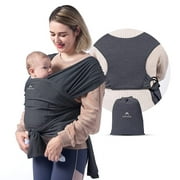 Momcozy Baby Wrap Carrier Slings, Easy to Wear Infant Carrier Slings for Babies Girl and Boy, Adjustable Baby Carriers for Newborn up to 35 lbs, Deep Grey (Choose Your Color)