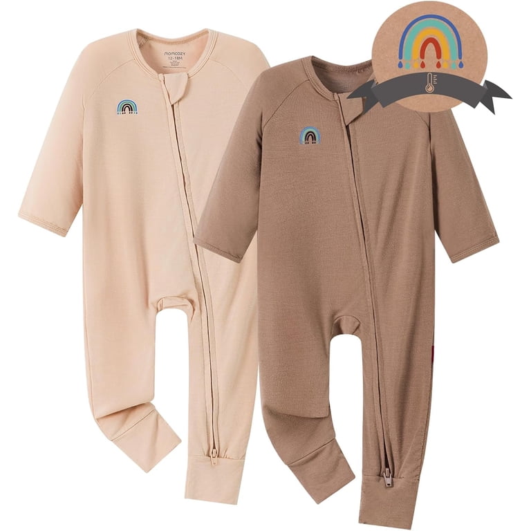 Momcozy Bamboo Fiber Baby Bodysuit 2-Piece Set,No Feet Covered