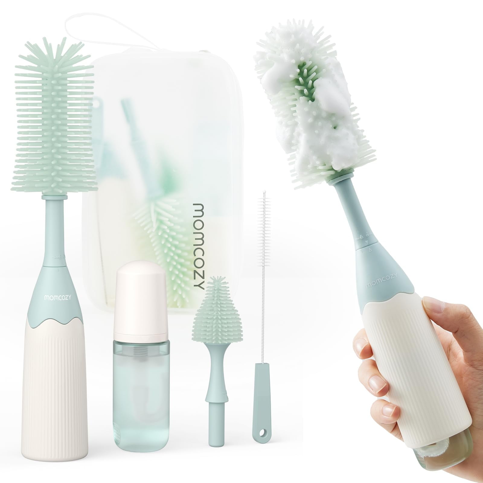 Momcozy Portable Bottle Brush Set - Baby Bottle Cleaner Kit with