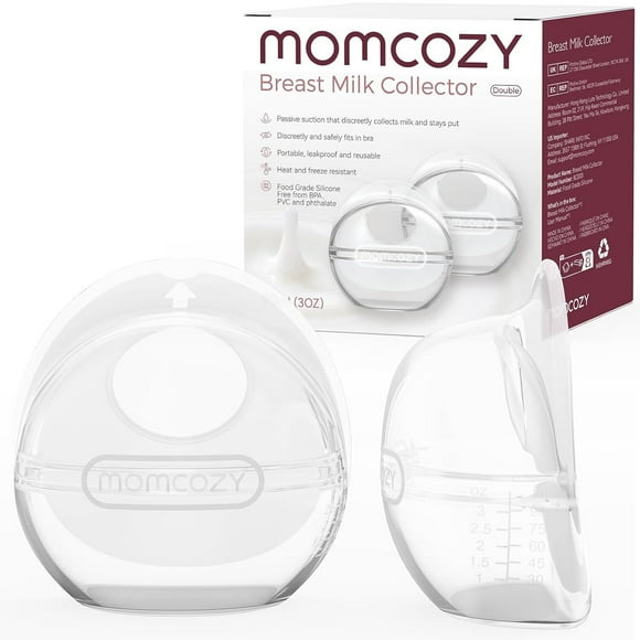 Momcozy Breast Milk Collector for Breastfeeding, Reusable Breast Milk Shells (3oz/90ml, 2 Count)
