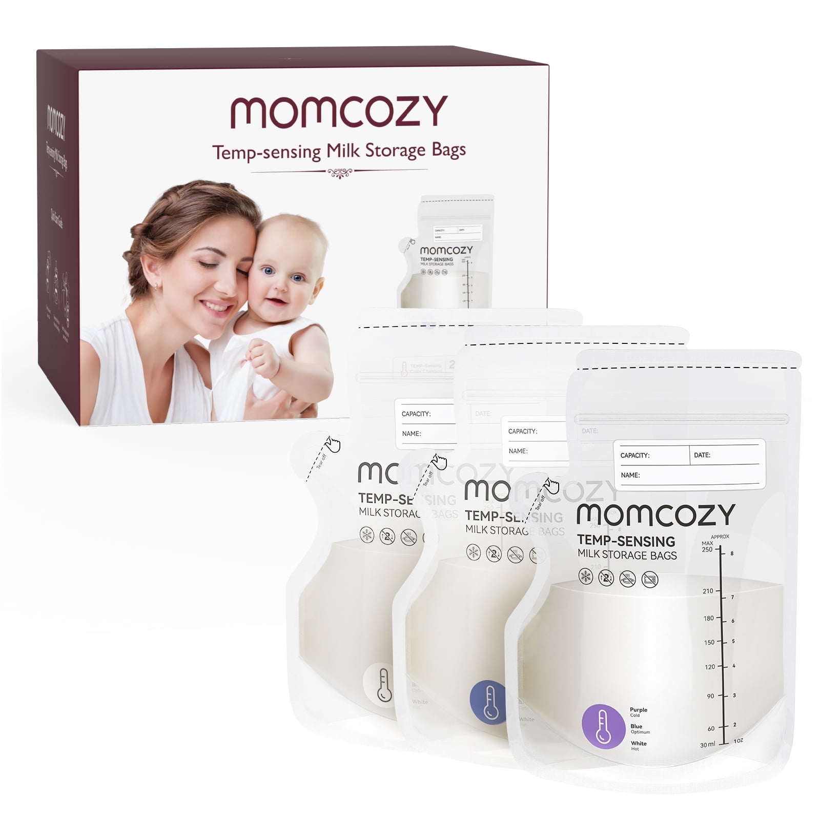 Momcozy Breastmilk Storage Bag 8Oz, 60 Count Breast Milk Bags with