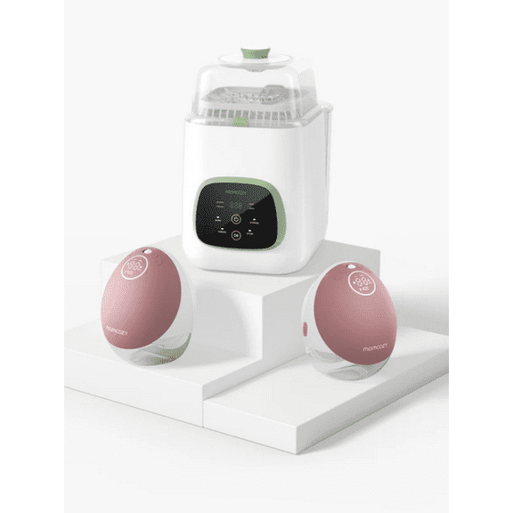 Momcozy Breast Pump Hands Free Upgraded Mobile Flow | M9, App Discreet Control with Personalized Multi-Modes & 15 Levels and Momcozy KleanPal Pro Baby Bottle Washer, Sterilizer & Dryer - All-in-One