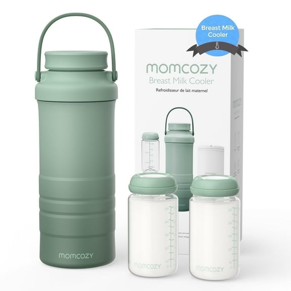 Momcozy 22oz Portable Breast Milk Cooler for Outdoor, Life Saver with 360° Total Cooling for 24 Hours, Larger Capacity Travel Breastmilk Chiller with 2pcs Baby Bottles for Breastmilk Storage