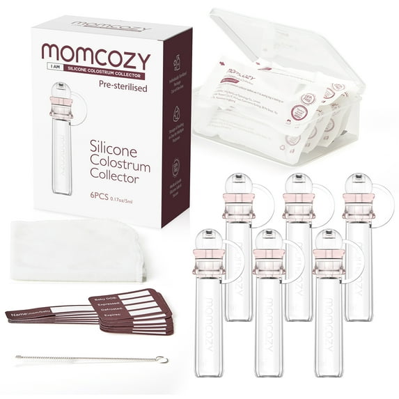 Momcozy Colostrum Collector, Portable Reusable Breast Milk Collector and Storage Bottles, 5ml, 6pcs