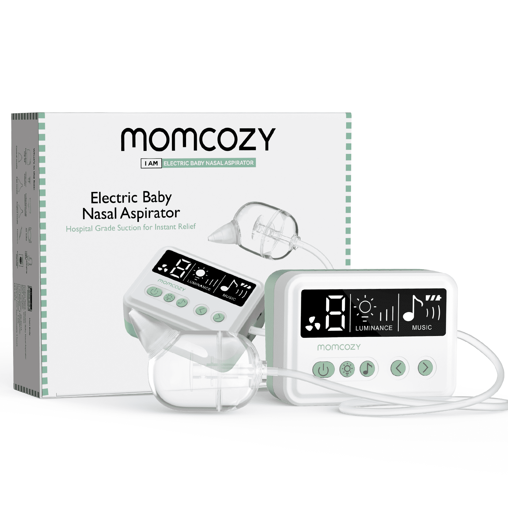 Momcozy Nasal Aspirator for Toddler, 65kPa Electric Nose Aspirator, Baby Nose Sucker with 9 Suction Levels, 3 Silicone Tips, Nose Cleaner