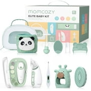 Momcozy Elite Baby Kit, Superior Baby Shower & Registry Essential Kit for Grooming & Cleansing Care, Electric Nail File & Nasal Aspirator, Tummy Wrap, Thermometer ,Bath Brush ,Teether ,Storage Bag