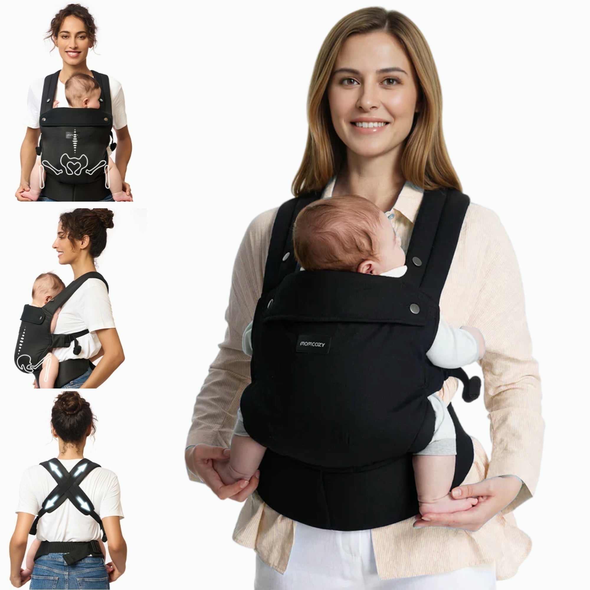 Baby Carrier to Newborn, Ergonomic Infant Carrier for Mom Dad Lightweight Waist Stool for Toddlers, Children, Babies Shower Gift 6-48 lbs Black : Safotad Baby Carrier Newborn to Toddler, Lightweight